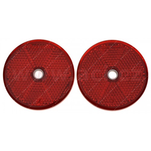 Odrazka guľatá červená s dierou 60mm 2/KS