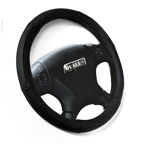 Poťah volantu koža čierny 37-39 cm